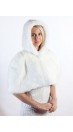 White Rex Fur Shawl with Hood